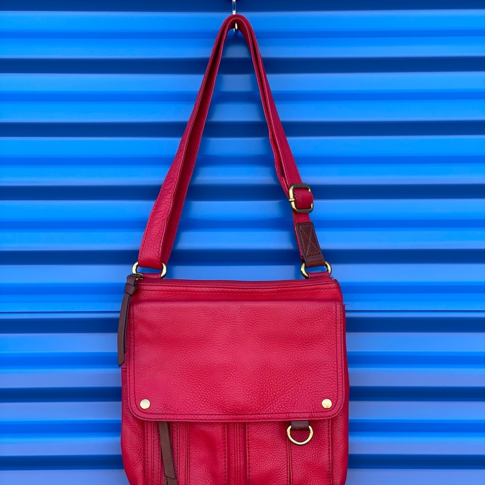 FOSSIL, Red Leather, Morgan Travel Bag